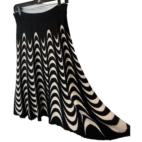 KIKIT Skirt Tan/Black Size M A-Line Knee Length Geometric Pull On Cotton Blend - Picture 6 of 10